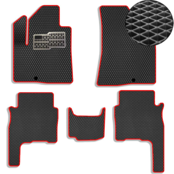 Килимки у салон EVA для Hyundai Santa Fe 2006-2010 (Доресталінг) з підп'ятником Чорно-Червоний кант 5 шт