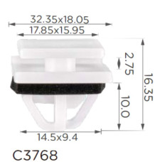 Кліпса кріплення молдингу Ford Kia Hyundai (87758G2000 K87758G2000) C3768