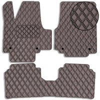 Килимки у салон для Honda Hyundai IONIQ 5 2021- Екошкіра с подпятником Коричневі 5 шт (Rombus)