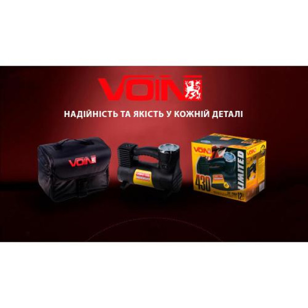Автомобільний компресор VOIN 150psi 14A 40л прикурювач перехідник на клеми (VL-430)