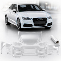 Антигравийная защитная бронепленка по лекалам для Audi A3 8V 2012-2020 - передняя часть авто (капот бампер фары крылья)