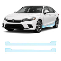 Антигравийная защитная бронепленка по лекалам для Honda Civic XI 2021- нижняя зона кузова пороги