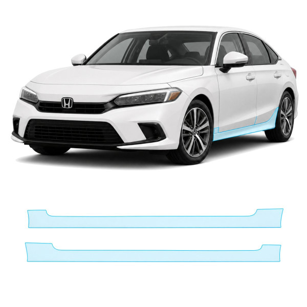 Антигравийная защитная бронепленка по лекалам для Honda Civic XI 2021- нижняя зона кузова пороги