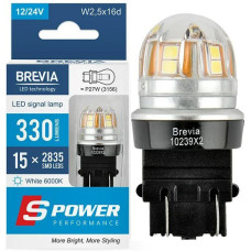 LED автолампа Brevia Spower 12/24V P27/7W 6x2835SMD 330Lm 6000K CANbus W2,5x16d 2 шт (10239X2)