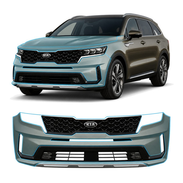 Антигравійна захисна бронеплівка за лекалами для Kia Sorento MQ4 2020-2023 - передній бампер