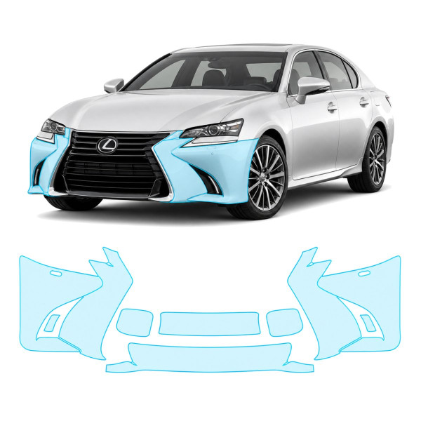 Антигравийная защитная бронепленка по лекалам для Lexus GS L10 facelift 2015-2020 - передний бампер