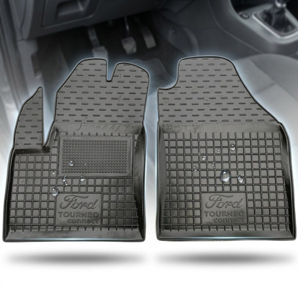 Передні килимки Ford Connect (2002-2013) з бортиком поліуретан чорні 2 шт (Avto-Gumm)