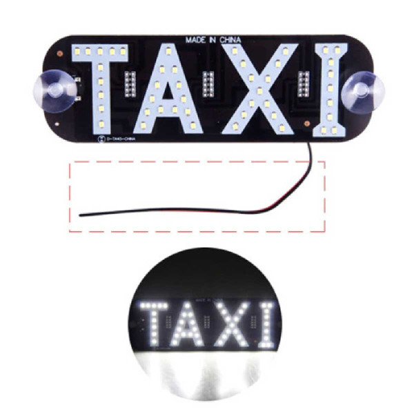 LED Табличка TAXI 12V Білий 19 x 6 см (Провід Без Прикурювання)