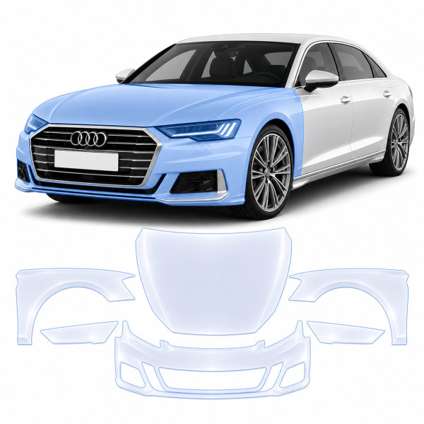 Антигравійна захисна бронеплівка за лекалами для Audi A8 D5 facelift 2022- передня частина авто (капот бампер крила))