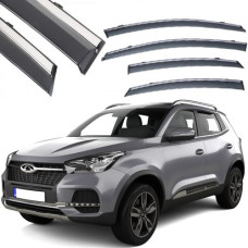 Дефлектори вікон вітровики Benke для Chery Tiggo 4/5X 2017- Хром Молдинг Нержавіюча сталь 3D (BCYT5X1723-W/S) (170-171)