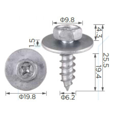 Саморез с шайбой Toyota, Mercedes (9015960383, 90159A0010, 9015960431, A0009906) (H2008)
