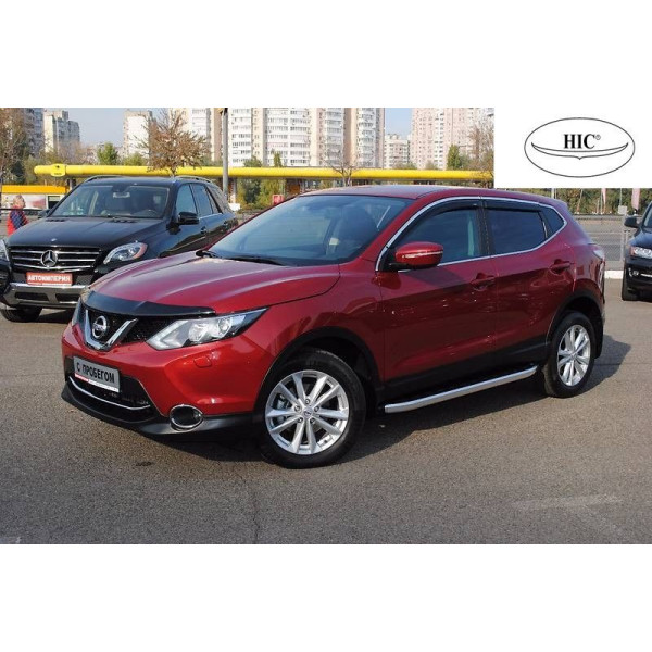 Дефлектори вікон вітровики для Nissan Qashqai III 2014- З Молдингом Хром