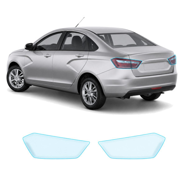 Антигравійна захисна бронеплівка за лекалами для LADA Vesta I 2015-2022 - задні ліхтарі стопи