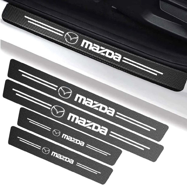 Захисна плівка накладка на пороги для Mazda Чорний Карбон 4 шт