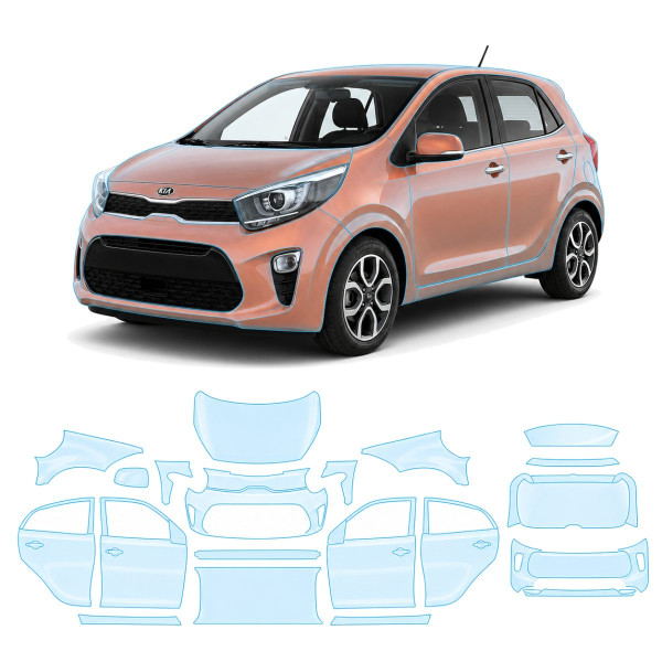 Антигравийная защитная бронепленка по лекалам для Kia Picanto JA 2017-2019 - полный кузов