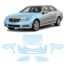 Антигравийная защитная бронепленка по лекалам для Mercedes-Benz E-Class W212 2009-2013 - передняя часть авто (капот бампер фары крылья)