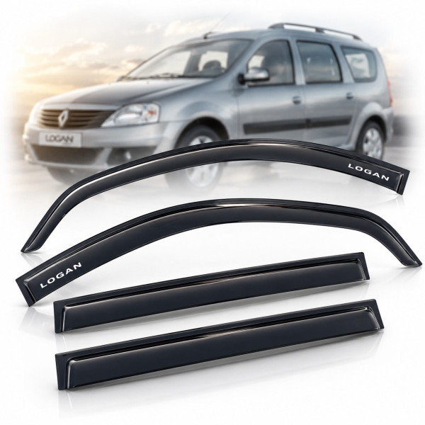 Дефлекторы окон ветровики Renault Logan Largus MCV 2004-2012 Скотч 3M Voron Glass