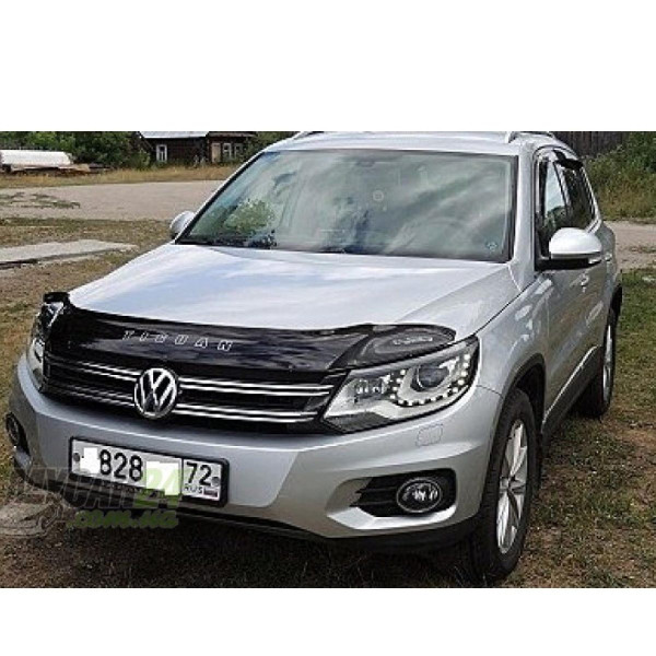 Дефлектор капота мухобойка Volkswagen Tiguan 2007-2016 Євро Кріплення (Vip Tuning)