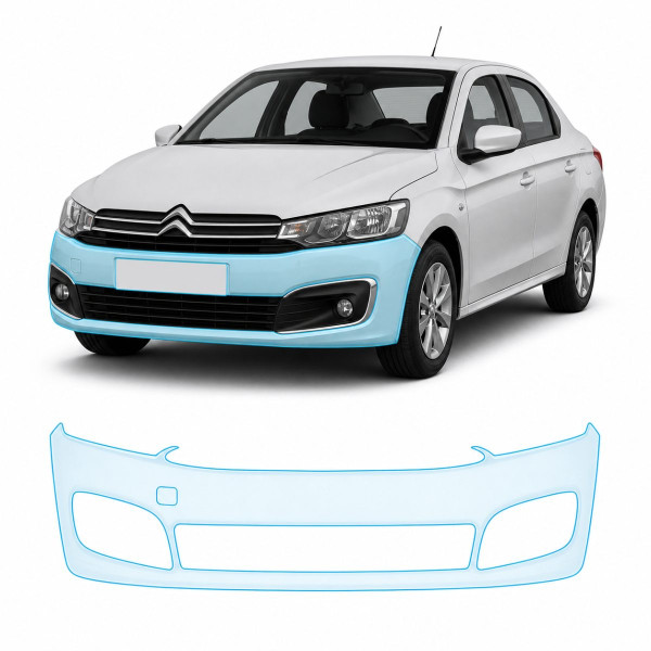 Антигравійна захисна бронеплівка за лекалами для Citroen C-Elysee I facelift 2017-2022 - передній бампер