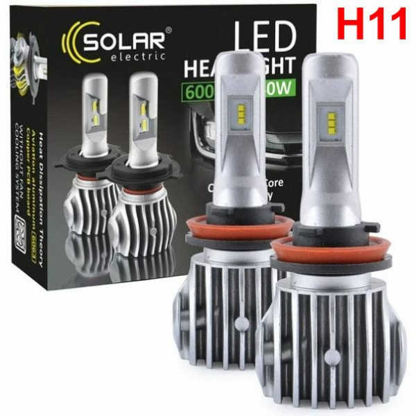 LED лампи автомобільні Solar H11 12/24V 40W 6500K 6000Lm IP65 радіатор та кулер (CANBUS з обманкою) 2 шт (8611)