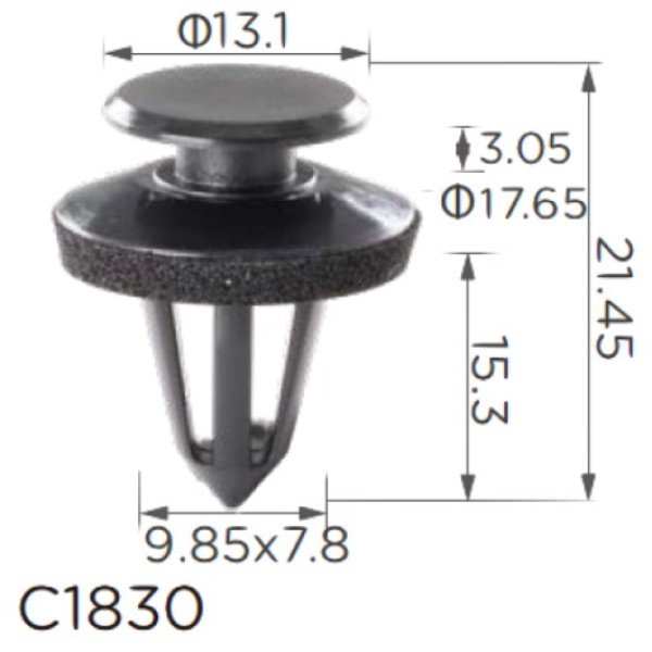 Клипса крепления молдинга FIAT CITROEN AUDI ALFA ROMEO PEUGEOT SEAT VW LANCIA (46835626 71738386 9345A1 15407) C1830