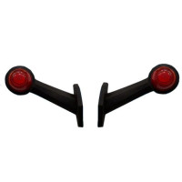 Габаритні вогні LED для вантажівок Рожки 12/24V / косий 16 см / під лампочку / Червоно-Білий 2 шт