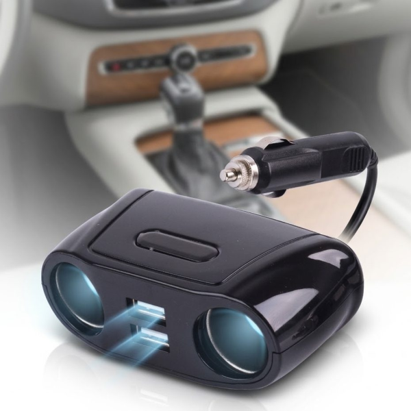 Автомобильный разветвитель прикуривателя VOIN 2 выхода 2 USB 2100mA 12/24V (SC-2079)