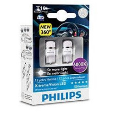 Світлодіод 12V Т10 Білий Ultinon Philips 127996000KX2 6000K+50Lm 2шт