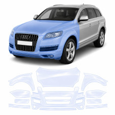 Антигравийная защитная бронепленка по лекалам для Audi Q7 4L 2005-2015 - передняя часть авто (капот бампер фары крылья)