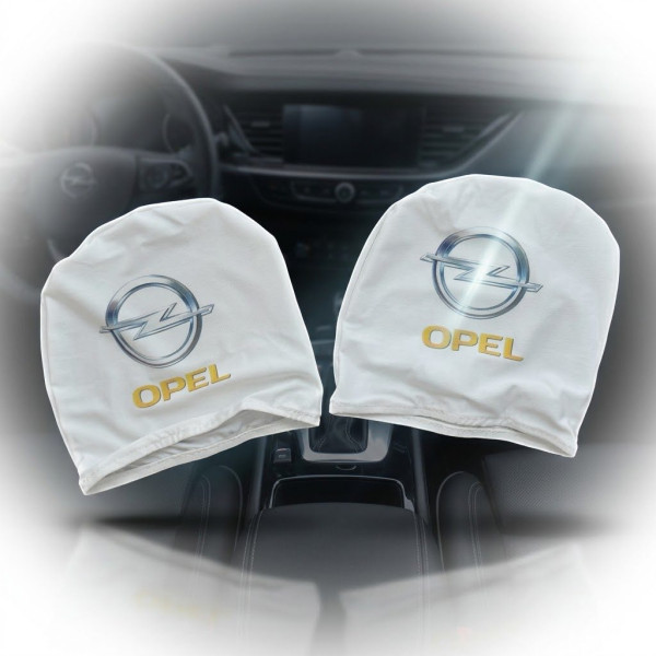 Чехлы на подголовники для Opel (1990-2024) универсальные ткань белые 2 шт