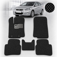Килимки у салон EVA для Hyundai Accent IV (Solaris) 2011- з підп'ятником Черні-Чорний кант 5 шт