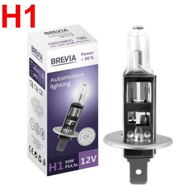 Автолампа галогенная Brevia +30% H1 12V 55W 1 шт (12010PC)
