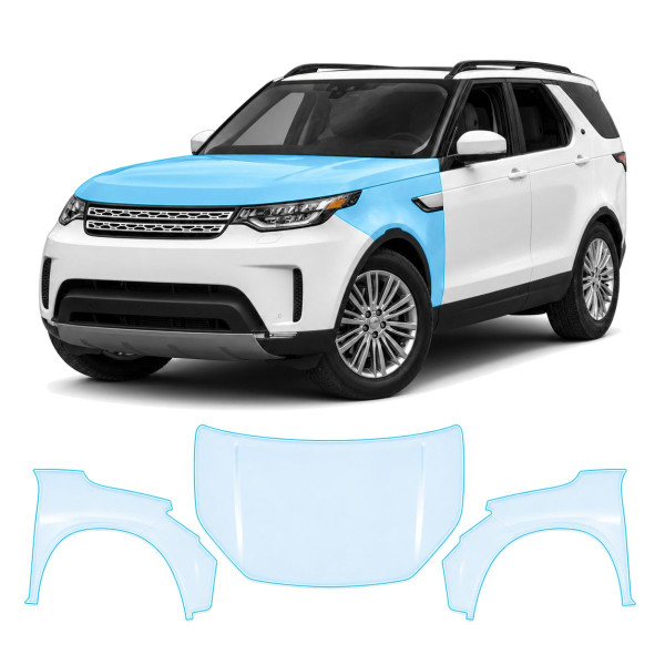 Антигравийная защитная бронепленка по лекалам для Land Rover Discovery L462 2017-2020 - капот и передние крылья