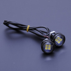 Денні ходові вогні ДХО очі врізні LED D23 мм / 3W / 12V / Білі 2 шт
