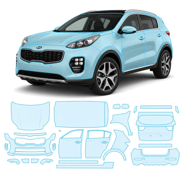 Антигравийная защитная бронепленка по лекалам для Kia Sportage QL 2016-2017 - полный кузов