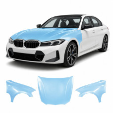 Антигравийная защитная бронепленка по лекалам для BMW 3 Series G20 facelift 2022- капот и передние крылья