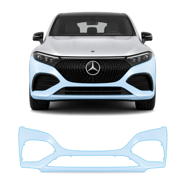Антигравийная защитная бронепленка по лекалам для Mercedes-Benz EQS SUV X296 2022- передний бампер