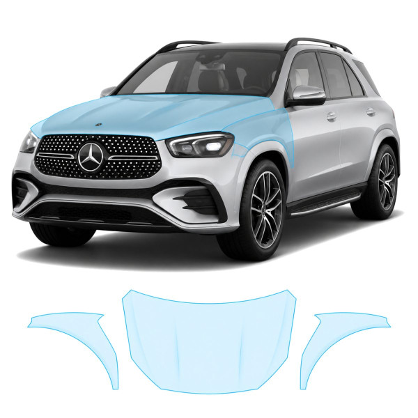 Антигравійна захисна бронеплівка за лекалами для Mercedes-Benz GLE W167 facelift 2023- капот і передні крила