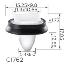 Кліпса кріплення молдингу FIAT PEUGEOT CITROEN ALFA ROMEO LANCIA IVECO (71728806 856543 C10093 15563) C1762
