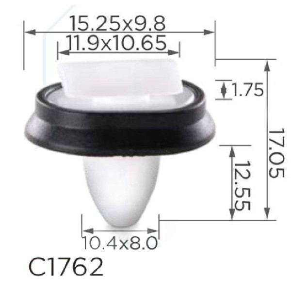 Кліпса кріплення молдингу FIAT PEUGEOT CITROEN ALFA ROMEO LANCIA IVECO (71728806 856543 C10093 15563) C1762