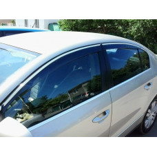 Дефлекторы окон ветровики Volkswagen Passat B6 / B7 2006-2014 Sedan / Хром молдинг