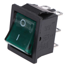 Кнопка Перемикач клавішний 12V (On/Off) 4 Контакт Зелена №140