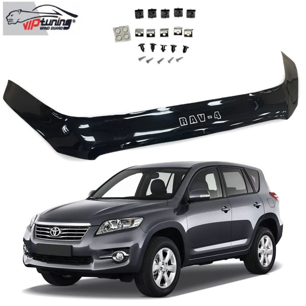Дефлектор капота мухобойка для Toyota Rav 4 2006-2010 Евро Крепление (Vip Tuning)