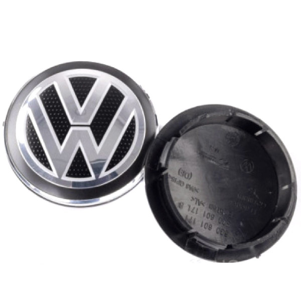 Ковпачки заглушки на литі диски Volkswagen 65 / 57 мм Чорні 1 шт (5H0601171)
