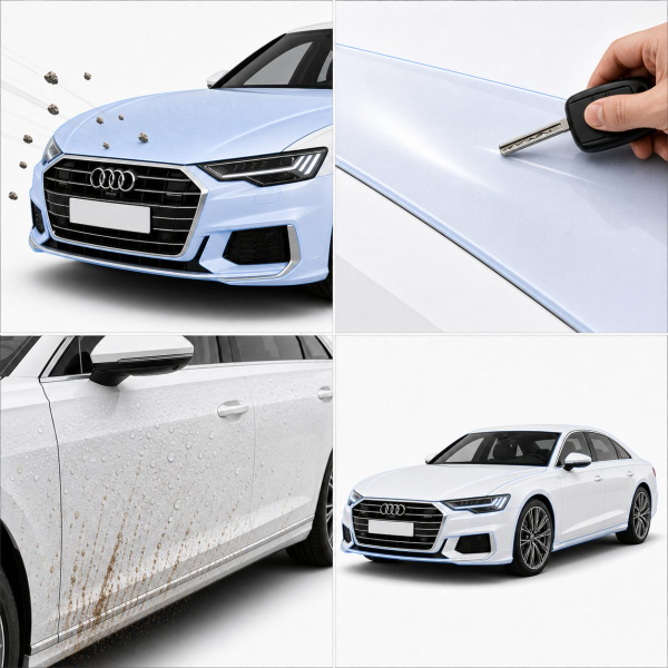Антигравійна захисна бронеплівка за лекалами для Audi A8 D5 2017-2021 - зони дверей і стійки вікон