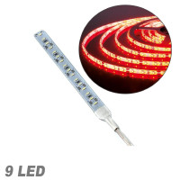 Стрічка діодна алюміній 12V - 12,5 см - 2А 9LED - в силіконі ефект суцільної стрічки Червоне світло (4014)