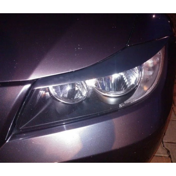 Реснички фар Fly для BMW E90 2005-2012 ровная Черные 2 шт
