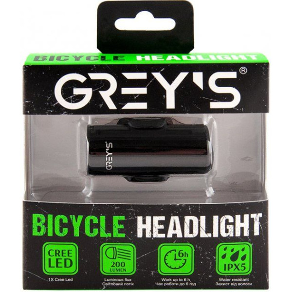 Велосипедная фара Grey's LED 1xCree 6 режимов 200 lm 700mAh (GR10160)