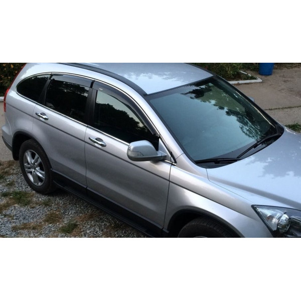 Дефлекторы окон ветровики Honda CR-V 2007-2012 4 двери Хром молдинг