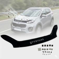 Дефлектор капоту мухобійка для Kia Sportage 2015-2021 Євро Кріплення (Vip Tuning) KA51